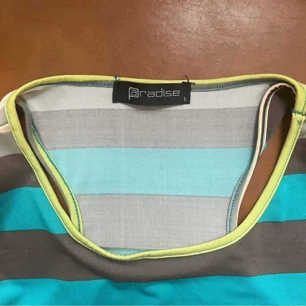 Paradise Women’s Maxi Sleeveless Dress Size L Multicolored Teal Brown Gray - Picture 3 of 7
